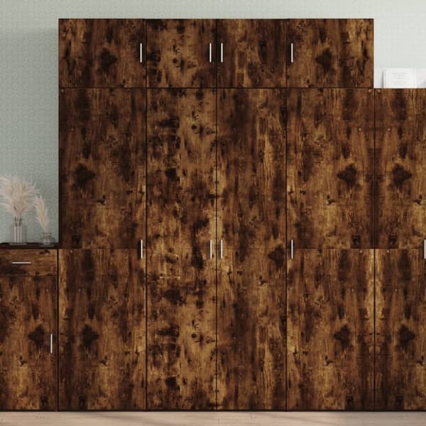 skab 80x42,5x185 cm konstrueret træ røget egetræsfarve