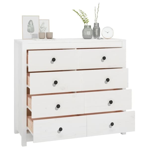 kommode 100x40x90 cm massivt fyrretræ hvid