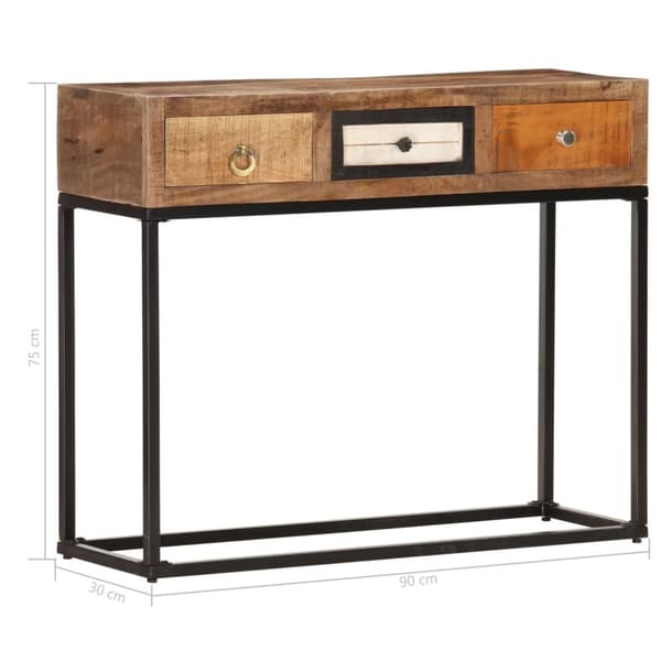 konsolbord 90x30x75 cm massivt genbrugstræ guldfarvet