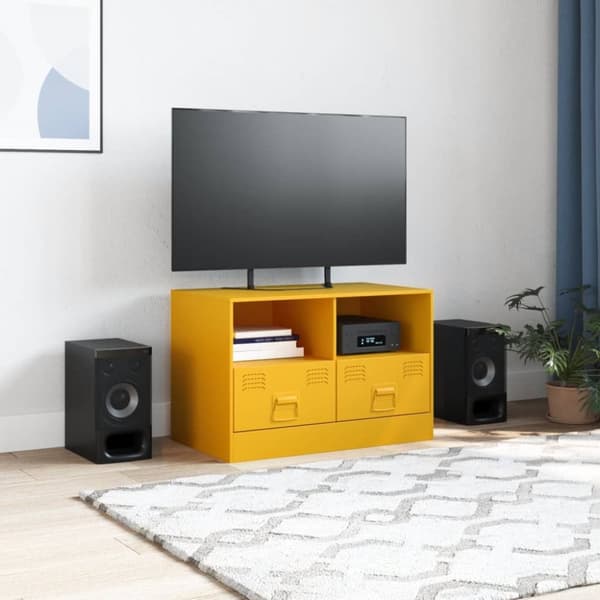 TV-skåp senapsgul 67x39x44 cm stål