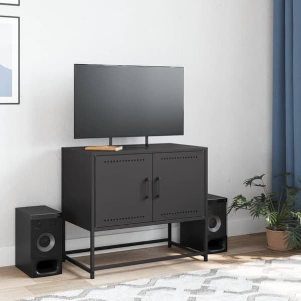 Tv-bänk svart 68,5x39x60,5 cm stål