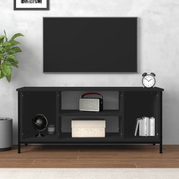 Tv-bänk svart 102x35x45 cm konstruerat trä