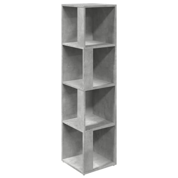 hjørnereol 33x33x132 cm konstrueret træ betongrå