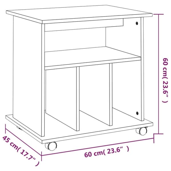 skab med hjul 60x45x60 cm konstrueret træ røget egetræsfarve