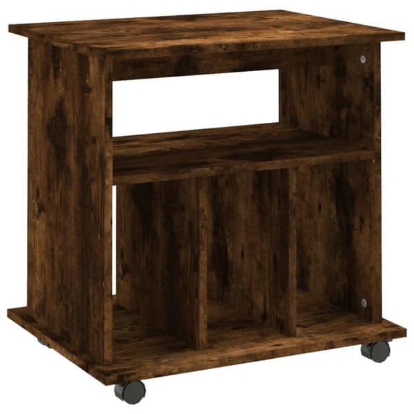 skab med hjul 60x45x60 cm konstrueret træ røget egetræsfarve