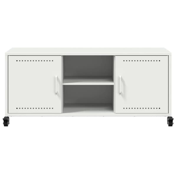 Tv-bänk vit 100,5x39x43,5 cm kallvalsat stål