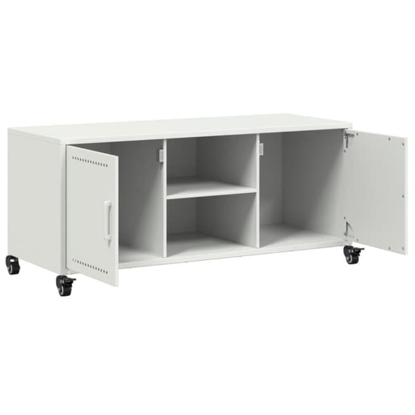 Tv-bänk vit 100,5x39x43,5 cm kallvalsat stål