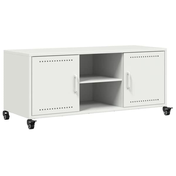 Tv-bänk vit 100,5x39x43,5 cm kallvalsat stål