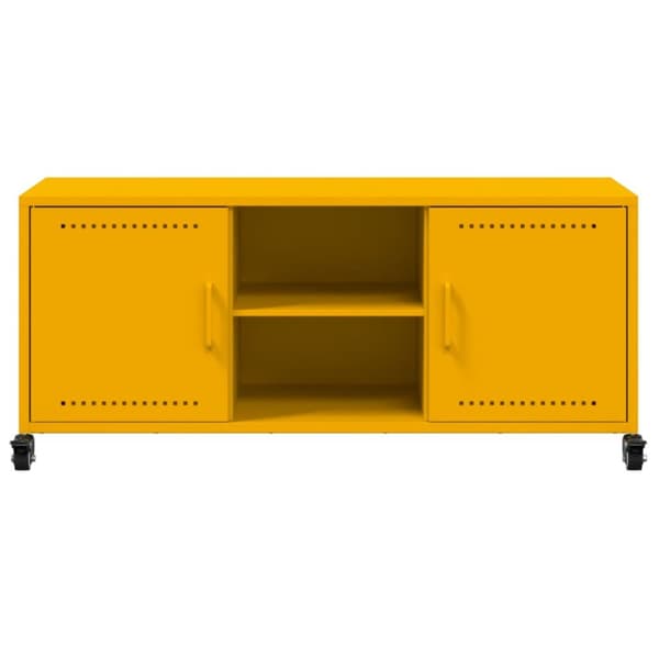 tv-bord 100,5x39x43,5 cm koldvalset stål sennepsgul