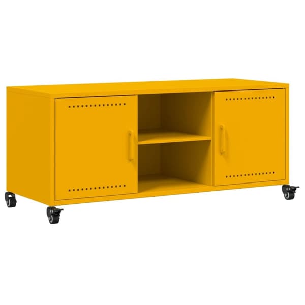 tv-bord 100,5x39x43,5 cm koldvalset stål sennepsgul