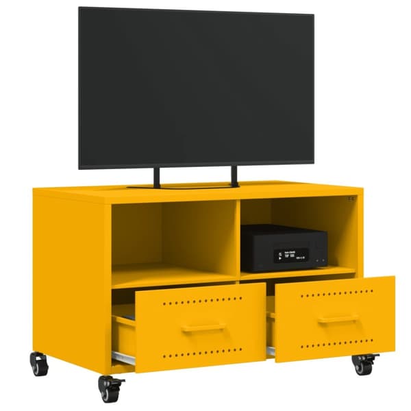 tv-bord 68x39x43,5 cm koldvalset stål sennepsgul