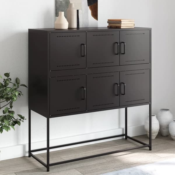skænk 100,5x39x107 cm koldvalset stål sort