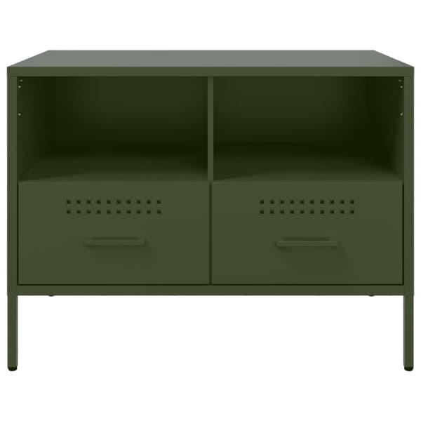 tv-bord 68x39x50,5 cm koldvalset stål olivengrøn