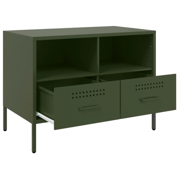 tv-bord 68x39x50,5 cm koldvalset stål olivengrøn
