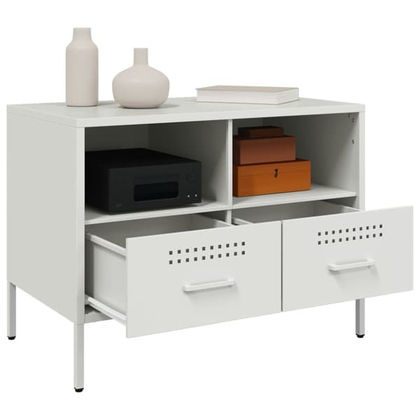 tv-bord 68x39x50,5 cm koldvalset stål hvid