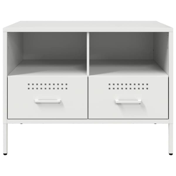 tv-bord 68x39x50,5 cm koldvalset stål hvid