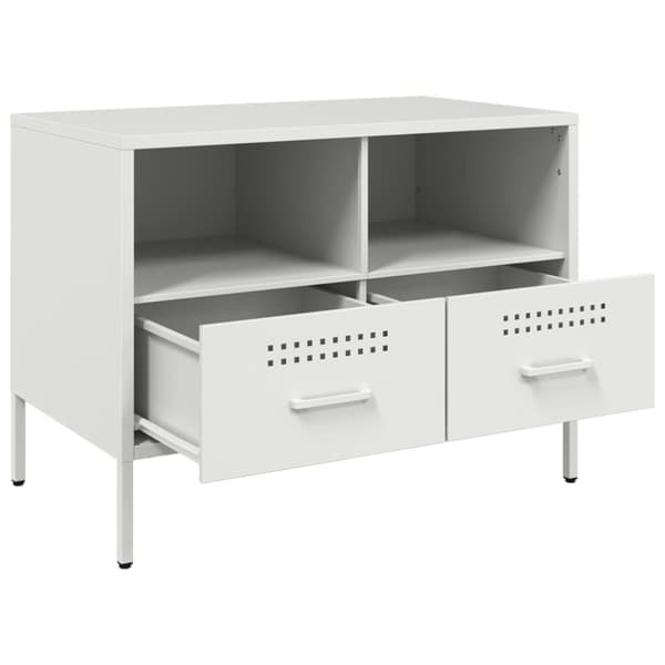 tv-bord 68x39x50,5 cm koldvalset stål hvid