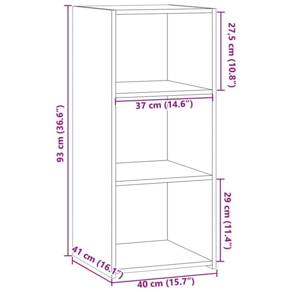 reol 40x41x93 cm konstrueret træ hvid