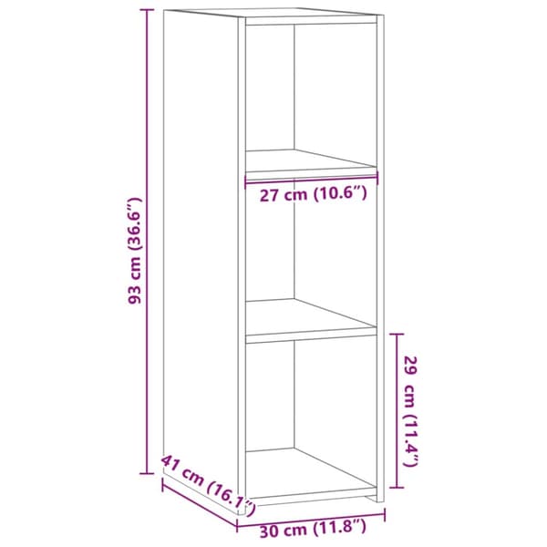 reol 30x41x93 cm konstrueret træ sonoma-eg
