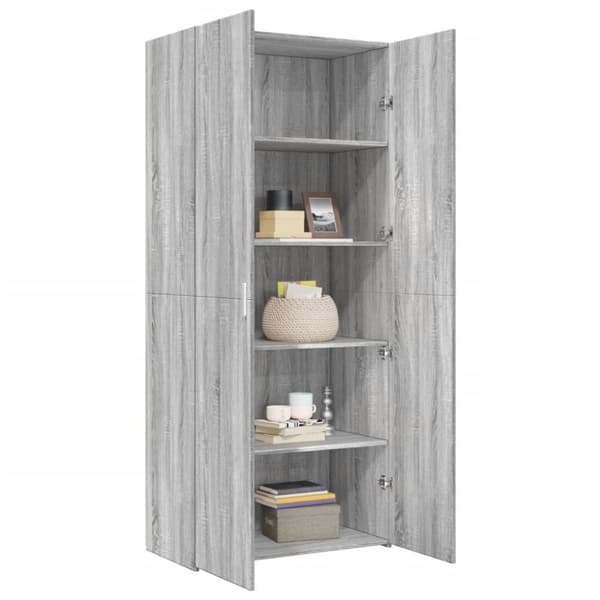 skab 80x42,5x185 cm konstrueret træ grå sonoma-eg