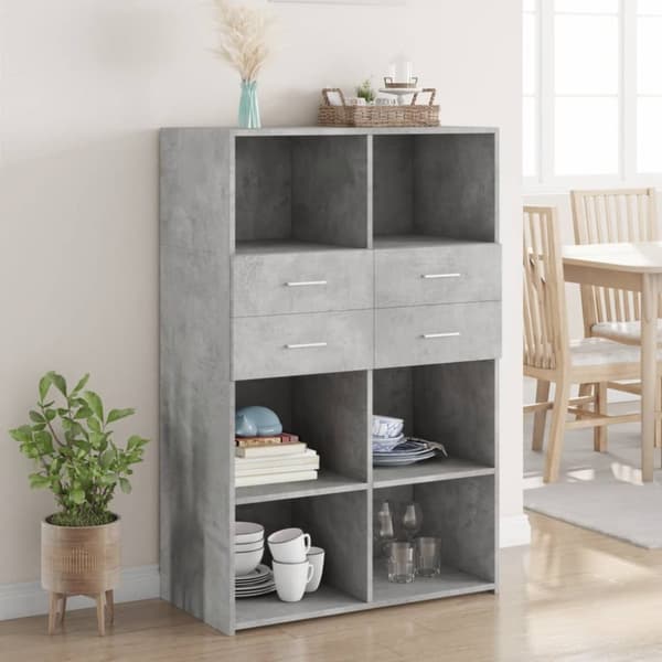 Kaappi betoninharmaa 80x42,5x124 cm tekninen puu