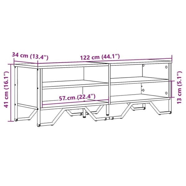 Tv-bänk sonoma ek 122x34x41 cm konstruerat trä