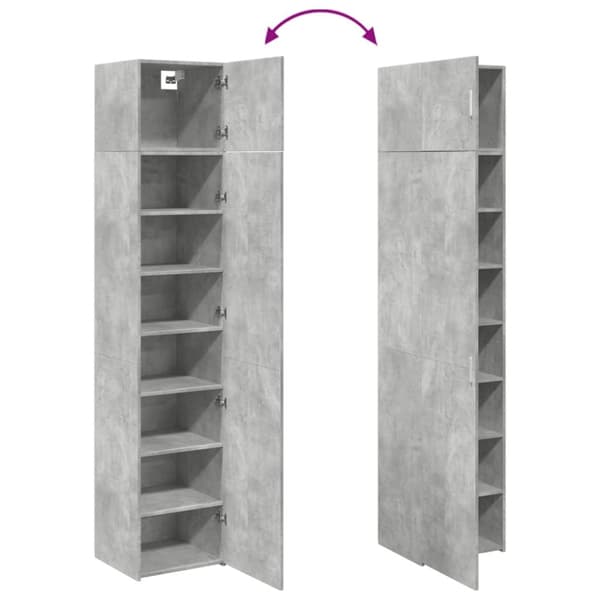 skab 45x42,5x225 cm smalt konstrueret træ betongrå