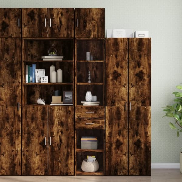 skab 40x42,5x225 cm smalt konstrueret træ røget egetræsfarve