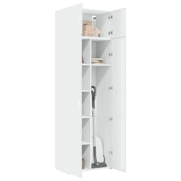 opbevaringsskab 70x42,5x225 cm konstrueret træ hvid