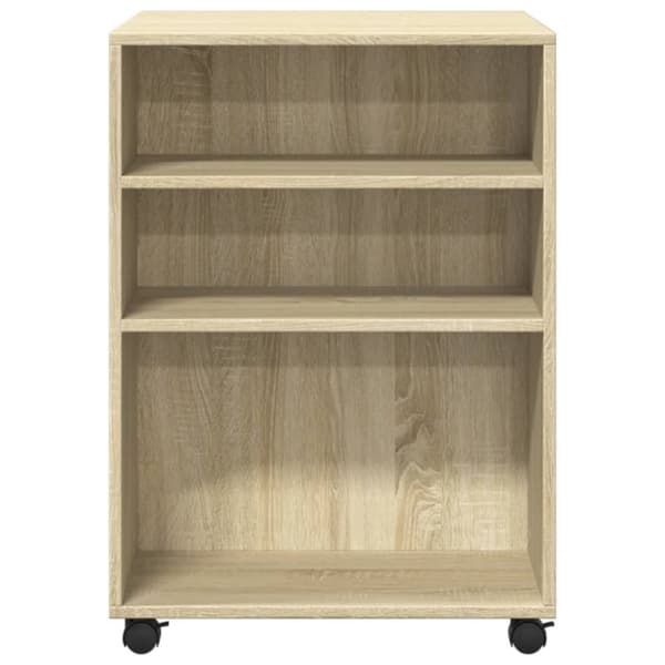 sidebord med hjul 55x60x78 cm konstrueret træ sonoma-eg
