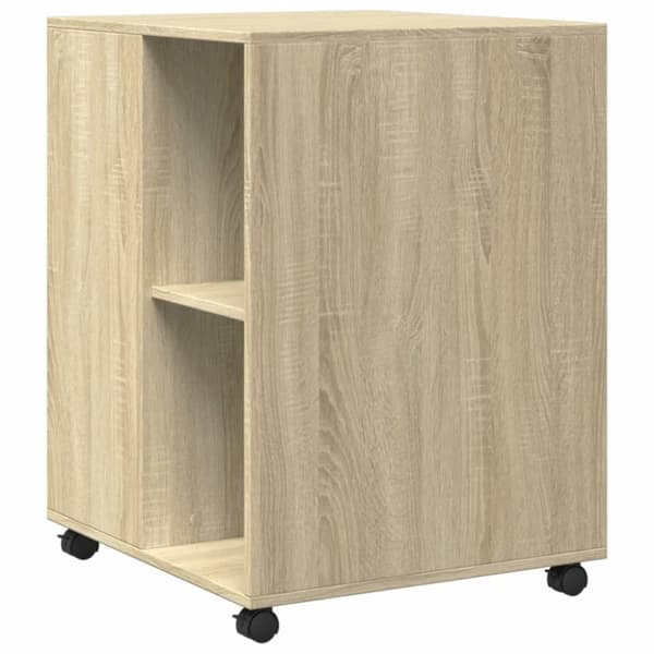 sidebord med hjul 55x60x78 cm konstrueret træ sonoma-eg