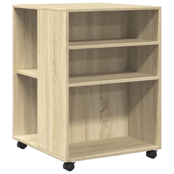 sidebord med hjul 55x60x78 cm konstrueret træ sonoma-eg