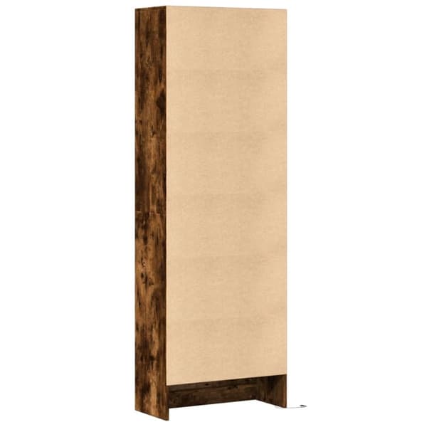 skab med LED-lys 69x32,5x200 cm konstrueret træ røget eg