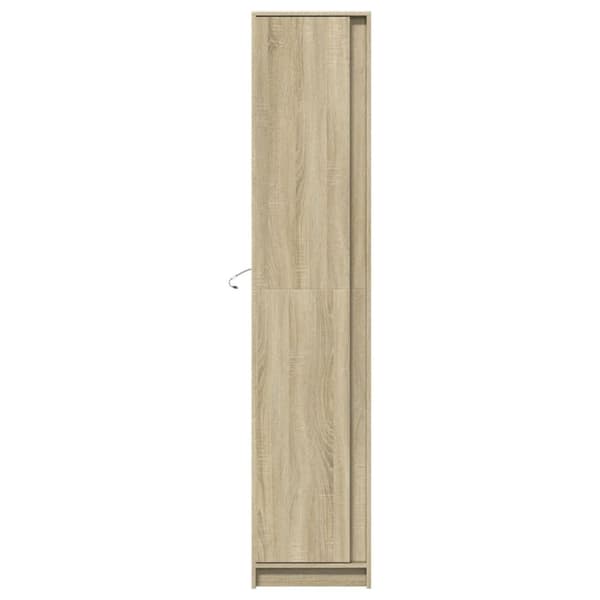 skab med LED-lys 41,5x32,5x200 cm konstrueret træ sonoma-eg