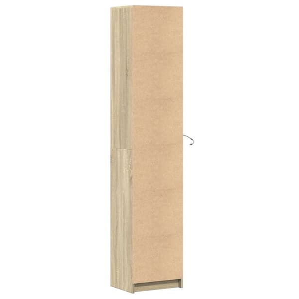 skab med LED-lys 41,5x32,5x200 cm konstrueret træ sonoma-eg