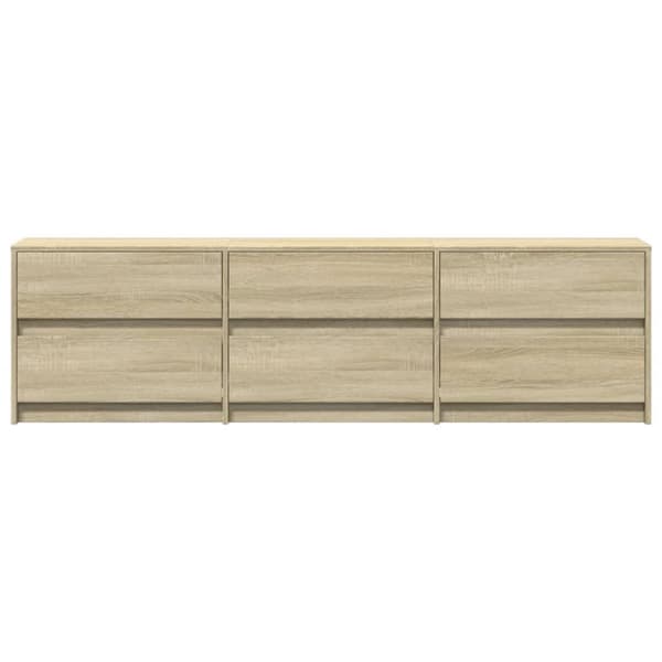 tv-bord med LED-lys 180x34x50 cm konstrueret træ sonoma-eg