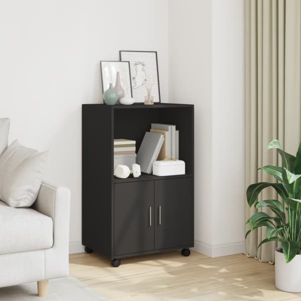 rullebord 55x40x91 cm konstrueret træ sort