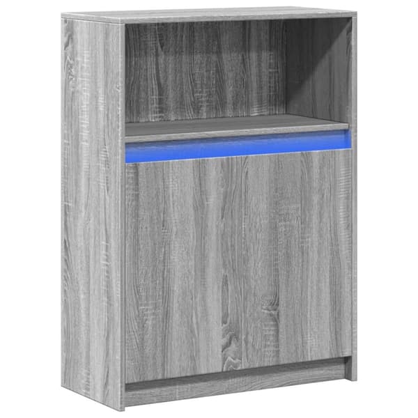 skab med LED 72x34x100 cm konstrueret træ grå sonoma-eg