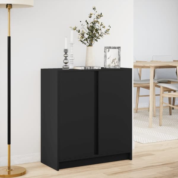 Skänk med LED svart 77x34x85 cm konstruerat trä