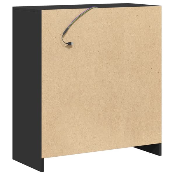 Skänk med LED svart 77x34x85 cm konstruerat trä