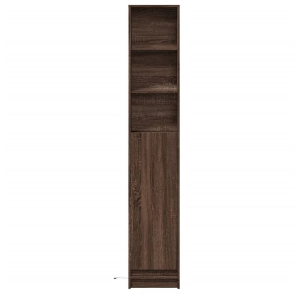 Senkki LED-valoilla ruskea tammi 36x32,5x200 cm tekninen puu
