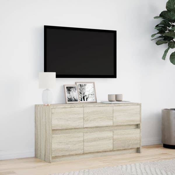 Tv-bänk med LEDs sonoma-ek 100x34x50 cm konstruerat trä
