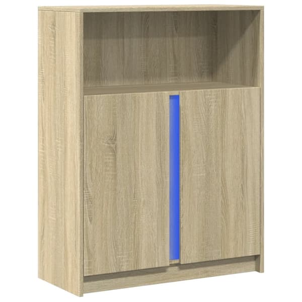 Skänk med LED sonoma-ek 77x34x100 cm konstruerat trä