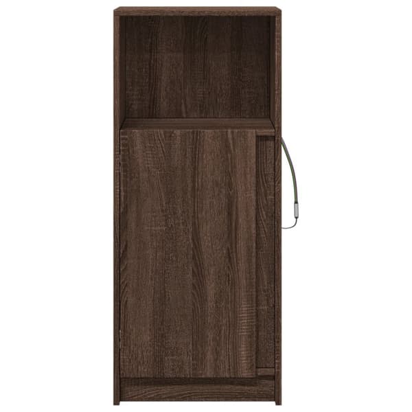 Senkki LED-valoilla ruskea tammi 42,5x34x100 cm tekninen puu