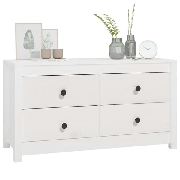 kommode 100x40x54 cm massivt fyrretræ hvid