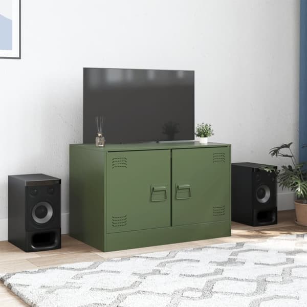 TV-skåp olivgrön 67x39x44 cm stål