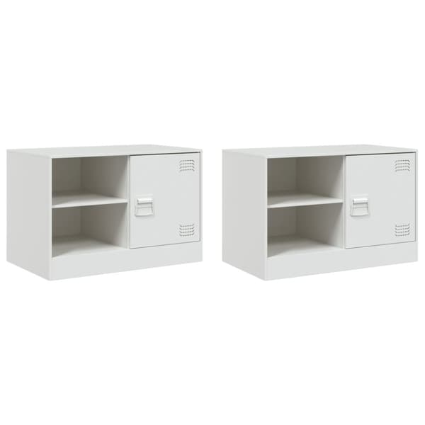 TV-skåp 2 st vit 67x39x44 cm stål
