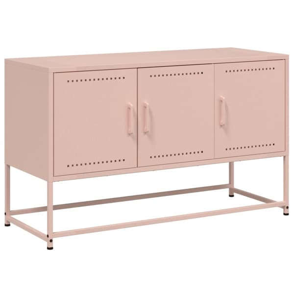 tv-bord 100,5x39x60,5 cm stål lyserød