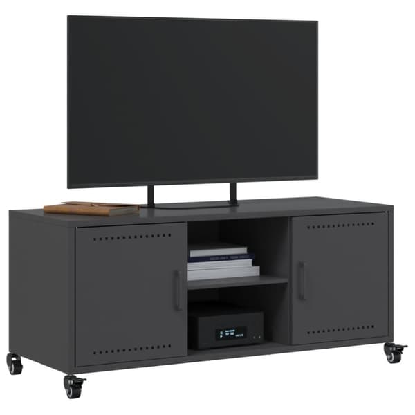 tv-bord 100,5x39x43,5 cm koldvalset stål sort