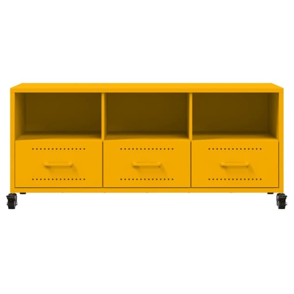 tv-bord 100,5x39x43,5 cm koldvalset stål sennepsgul